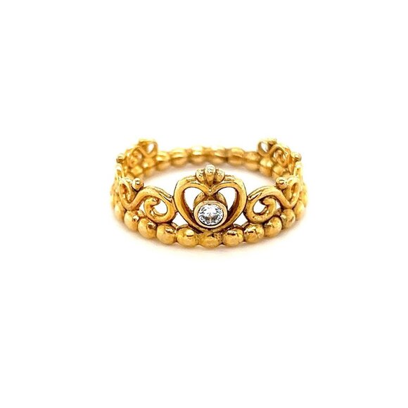 Pandora Gold Plated Crown Cz Ring - Picture 1 of 11